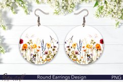 Wildflowers Round Earrings | Floral Design PNG Product Image 1