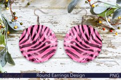 Sparkling Pink Round Earrings | Abstract Sublimation Design Product Image 1