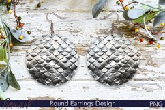 Round Earrings Sublimation | Scales Print | Silver Product Image 1