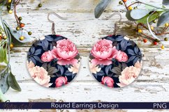 Peonies Flowers Round Earrings | Floral Designs Product Image 1