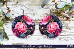 Pink Peonies Flowers Round Earrings | Floral Designs Product Image 1