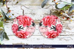 Pink Peonies Round Earrings | Floral Designs | Earrings PNG Product Image 1