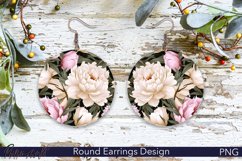 Peonies Flowers Round Earrings | Floral Designs Product Image 1