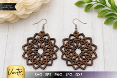 Mandala Flower Earrings SVG | Laser Cut Jewelry Product Image 1