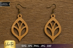 Leaf Teardrop Earrings SVG | Laser Cut Jewelry Product Image 1