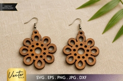 Floral Mandala Earrings SVG | Laser Cut Jewelry Product Image 1