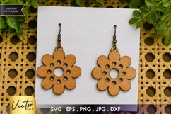 Daisy Flower Earrings SVG | Simple Floral Laser Cut Template Product Image 1