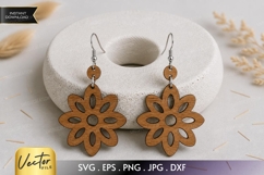 Oval Flower Earrings SVG | Petal Cutout Laser Template Product Image 1