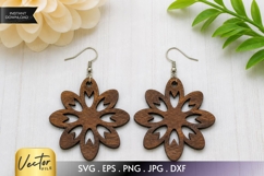 Sunburst Earrings SVG | Mandala Floral Laser Cut Template Product Image 1