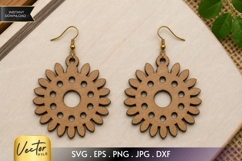 Daisy Ring Earrings SVG | Floral Circle Laser Cut Template Product Image 1