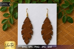 Feather Earrings SVG | Tribal Leaf Laser Cut File Product Image 1