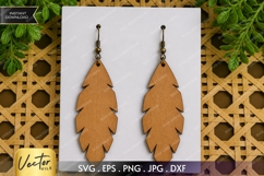 Minimal Leaf Earrings SVG | Simple Feather Laser Cut File Product Image 1