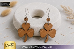 Four Leaf Clover Drop Earrings SVG | Shamrock Laser Cut File Product Image 1