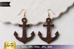 Anchor Earrings SVG | Nautical Jewelry Laser Cut File Product Image 1