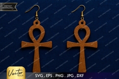 Gothic Cross Earrings SVG | Egyptian Cross Laser Cut Earring Product Image 1
