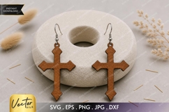 Slim Cross Earrings SVG | Egyptian Cross Laser Cut Earring Product Image 1
