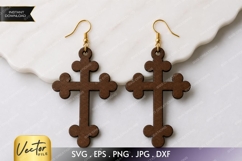Clover Cross Earrings SVG| Laser Cut Earring Product Image 1