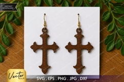 Ornamental Cross Earrings SVG| Laser Cut Earring Product Image 1