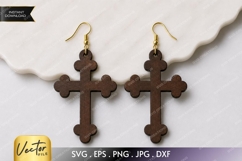 Rounded Cross Earrings SVG| Laser Cut Earring Product Image 1