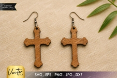 Rounded Tip Cross Earrings SVG| Laser Cut Earring Product Image 1