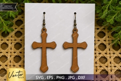 Simple Cross Earrings SVG| Laser Cut Earring Product Image 1