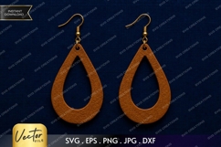 Teardrop Outline Earrings SVG| Laser Cut Earring Product Image 1