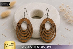 Layered Oval Earrings SVG| Laser Cut Earring Product Image 1