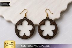 Floral Circle Earrings SVG| Laser Cut Earring Product Image 1