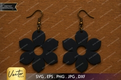 Flower Silhouette Earrings SVG| Laser Cut Earring Product Image 1