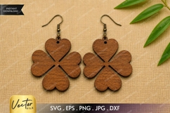 Heart Clover Earrings SVG| Laser Cut Earring Product Image 1