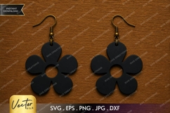 Black Flower Earrings SVG| Laser Cut Earring Product Image 1