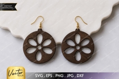 Round Flower Earrings SVG| Laser Cut Earring Product Image 1