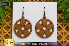 Floral Wheel Earrings SVG| Laser Cut Earring Product Image 1