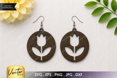 Tulip Flower Earrings SVG| Laser Cut Earring Product Image 1