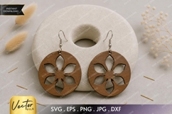 Floral Circle Earrings SVG| Laser Cut Earring Product Image 1