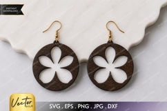 Flower Cutout Circle Earrings SVG| Laser Cut Earring Product Image 1