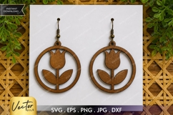 Tulip Circle Earrings SVG| Laser Cut Earring Product Image 1