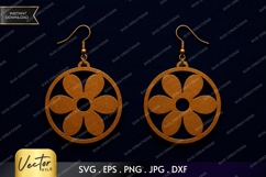Flower Circle Earrings SVG| Laser Cut Earring Product Image 1