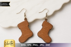 Christmas Stocking Earrings SVG | Laser Cut Earrings Product Image 1