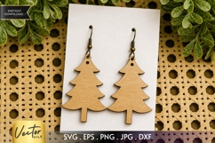Christmas Tree Earrings SVG | Laser Cut Holiday Tree Earring Product Image 1