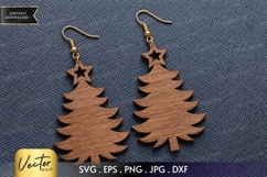Christmas Tree with Star Earrings SVG | Laser Cut Earring Product Image 1