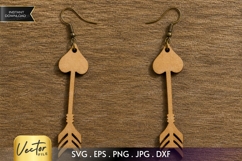 Heart Arrow Earrings SVG | Laser Cut Love Arrow Earring Product Image 1