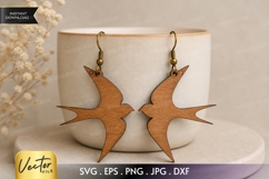 Flying Bird Earrings SVG | Laser Cut Swallow Earring Product Image 1