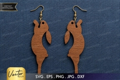 Rabbit Earrings SVG | Laser Cut Bunny Full Body Earring Product Image 1
