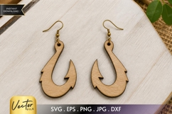 Fishing Hook Earrings SVG | Laser Cut Hook Earring Product Image 1