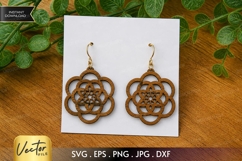 Mandala Flower Earrings SVG | Laser Cut Earring Product Image 1