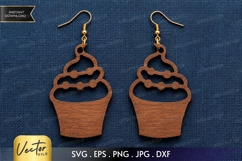 Layered Cupcake Earrings SVG | Laser Cut Dessert Jewelry Product Image 1