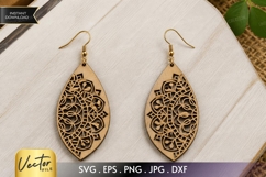 Mandala Leaf Earrings SVG |Laser Cut Ornamental Leaf Jewelry Product Image 1