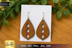 Teardrop Leaf Earrings SVG | Laser Cut Minimal Leaf Jewelry Product Image 1