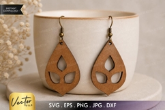 Leaf Teardrop Earrings SVG | Laser Cut Earring Product Image 1